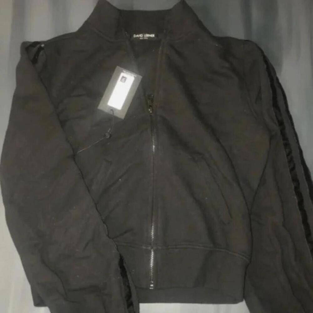 David lerner zip up track style sweatshirt